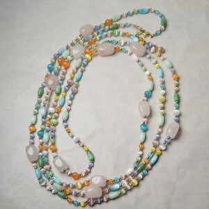 Long Pastel Glass Bead Necklace